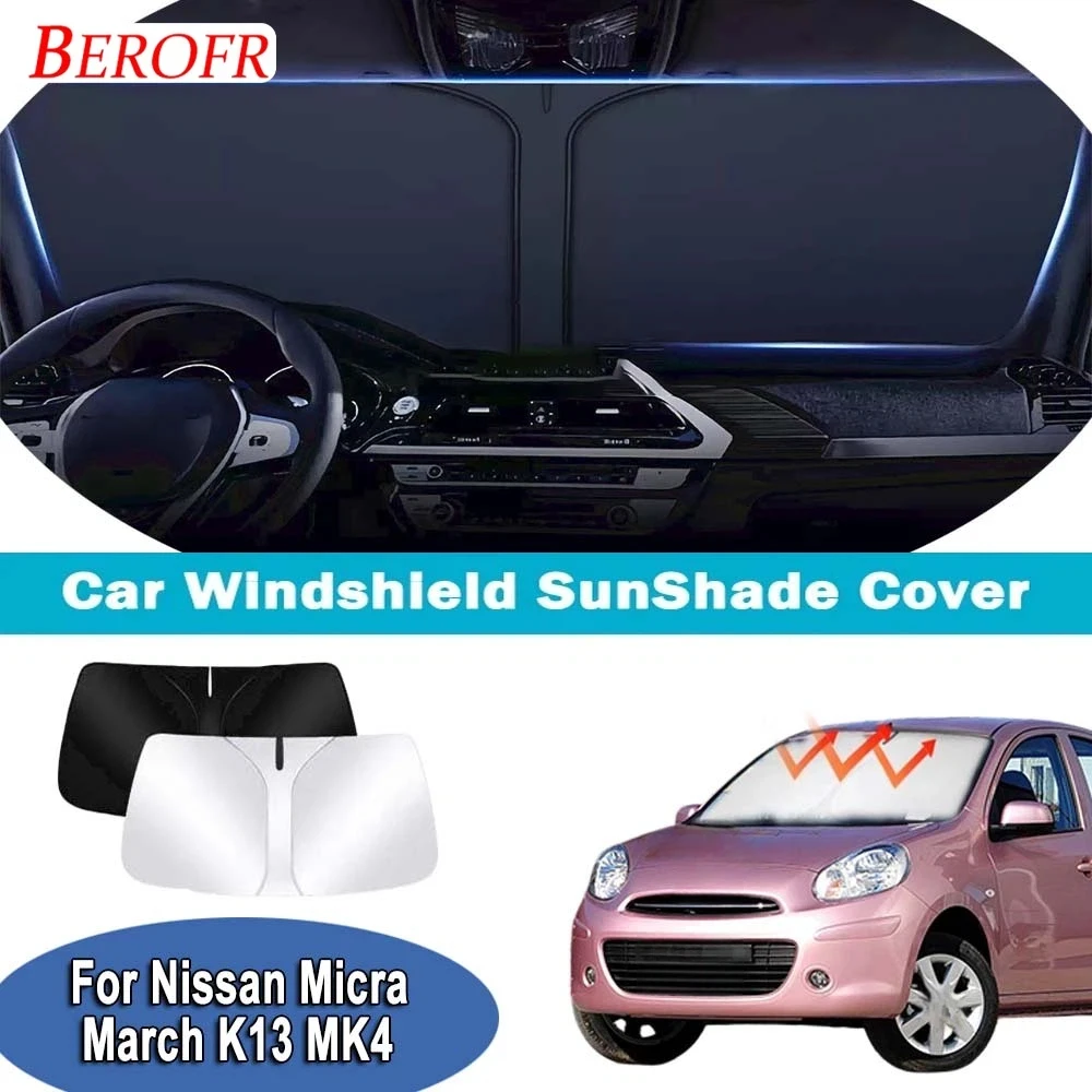 Parasol para Parabrisas de Coche Nissan Micra March K13 MK4 2010-2015, Cubierta para Ventana Delantera, Aislamiento Térmico, Accesorios para Automóviles
