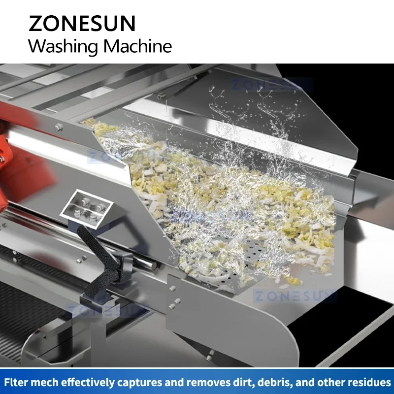 Zonesun ZS-VW1500 Мойка для овощей Мойка для фруктов Машина для мытья овощей Очиститель фруктов и овощей Коммерческий очиститель овощей