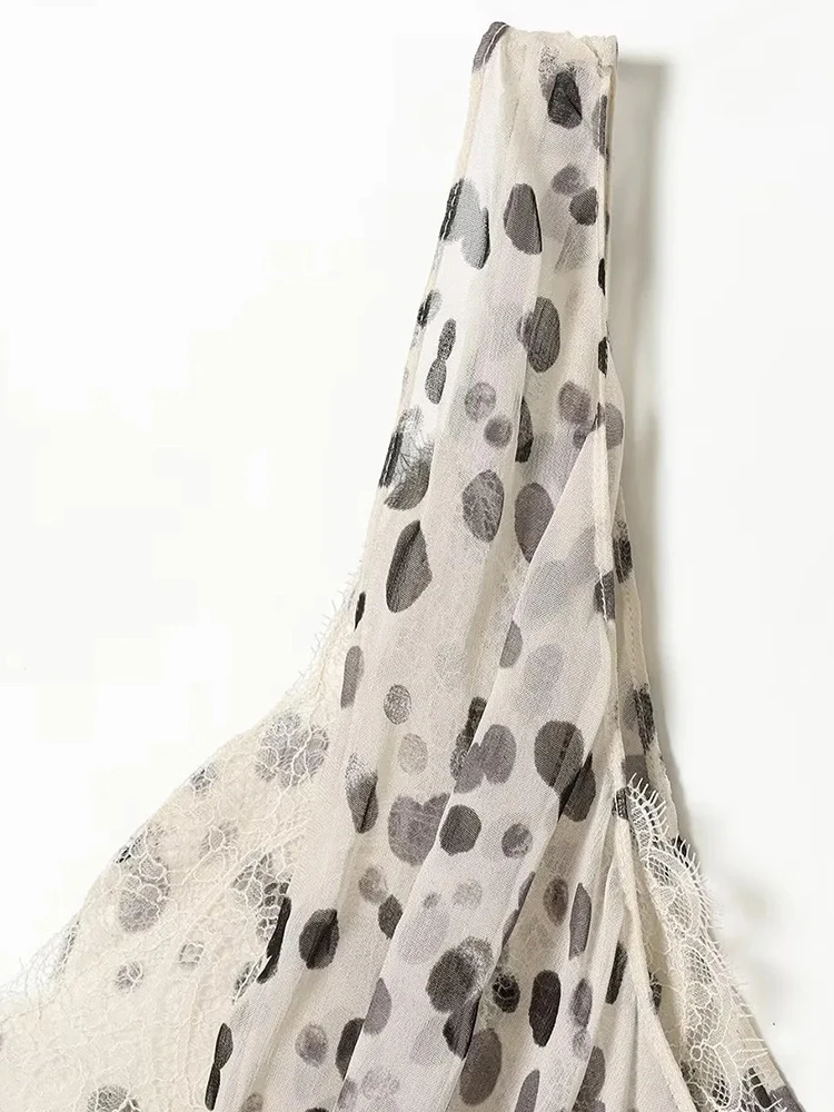 ชุดเดรสแฟชั่นผู้หญิงลายจุดสไตล์ชุดชั้นในแบบผูกคอ ชายกระโปรงไม่เท่ากัน เหมาะสำหรับงานปาร์ตี้วันหยุดพักผ่อนริมชายหาด