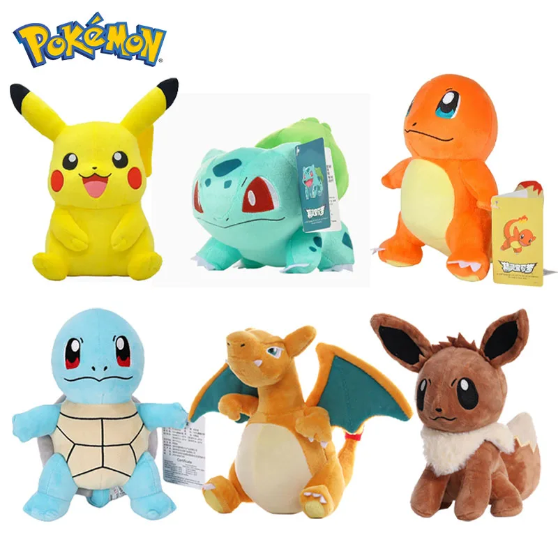 

Pokémon Plush Toys Charizard Bulbasaur Lapras Eevee Anime Figures Kawaii Cute Claw Machine Stuffed Animal Peluches Doll for Kids