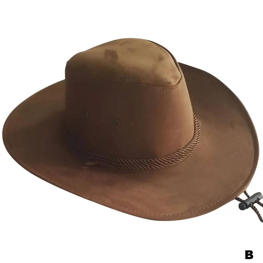 New Cowboy Hat Suede Look Wild West Fancy Dress Men Wholesale Brim Cap Cowgirl Ladies Wide Jazz Unisex Hat Cowgirl O4J7