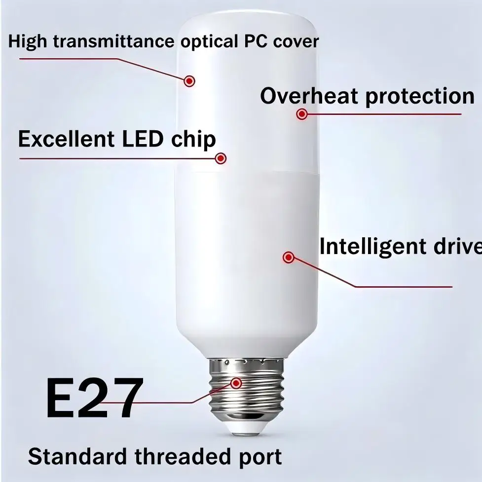 High Brightness10-1PCS E27 LED Cylindrical Bulb 20W 15W 10W 5W White Light AC220 Home Living Dining Room Pendant Light Accessory