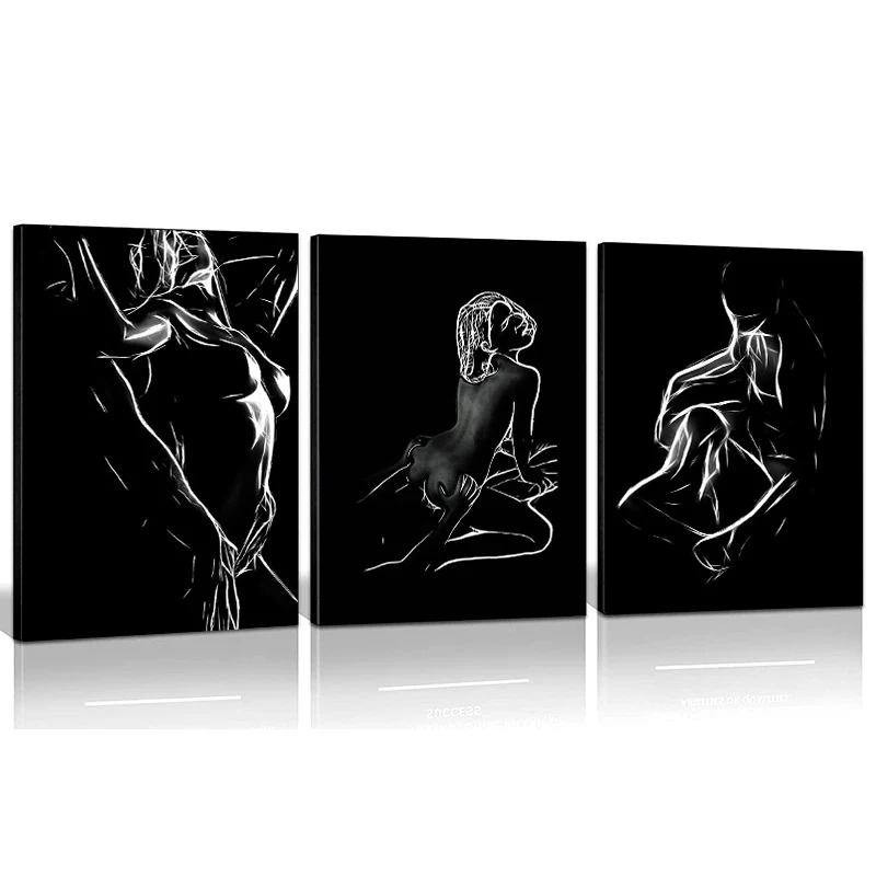 

Black White Lines Making Love Couple Modern Abstract Art Prints Posters Sexy Romantic Lover Wall Pictures Hotel Bedroom Painting