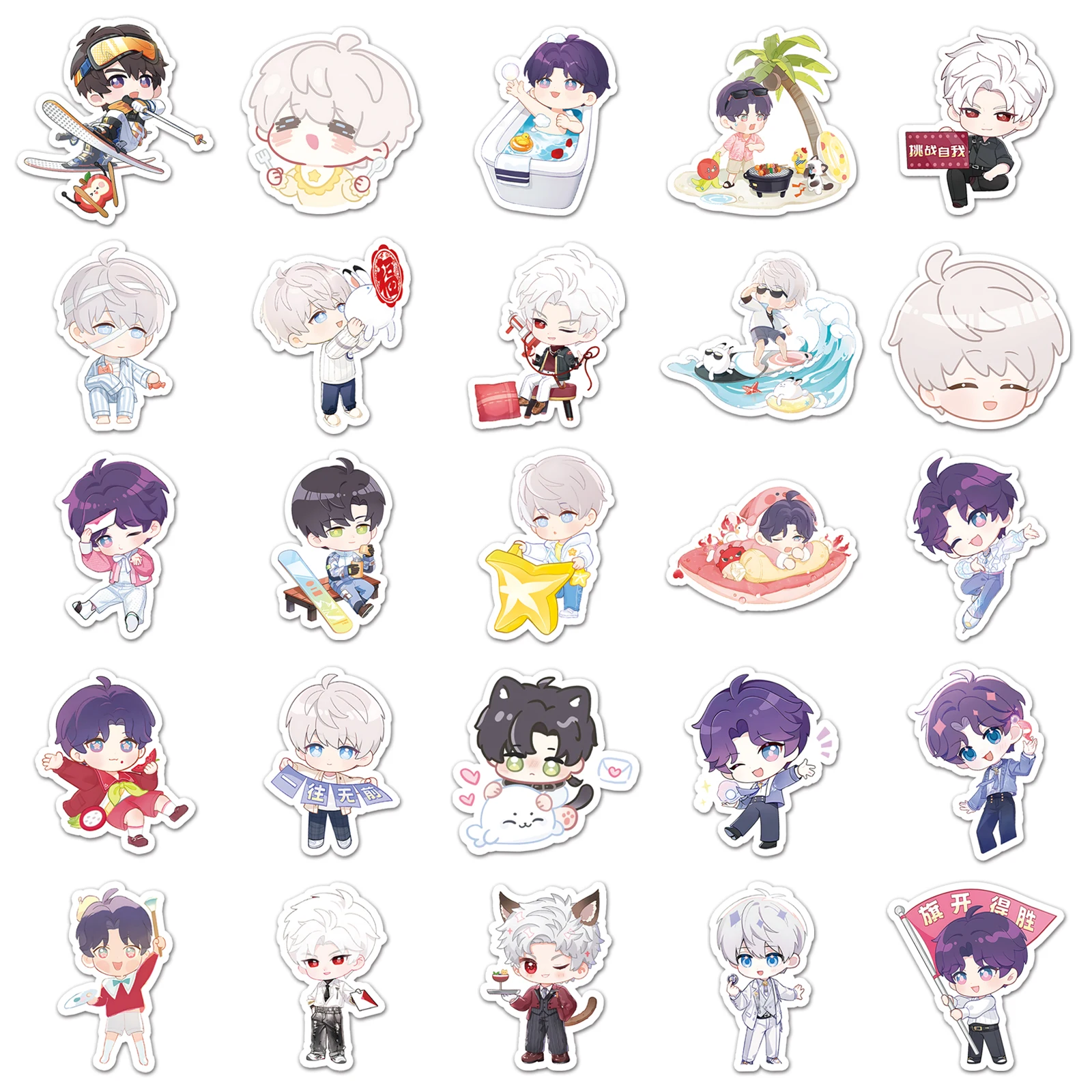 50Pcs Cute Cartoon Love and Deep Space Series Cartoon Cute Waterproof Sticker Skateboarding Retro Home Decal Sticker