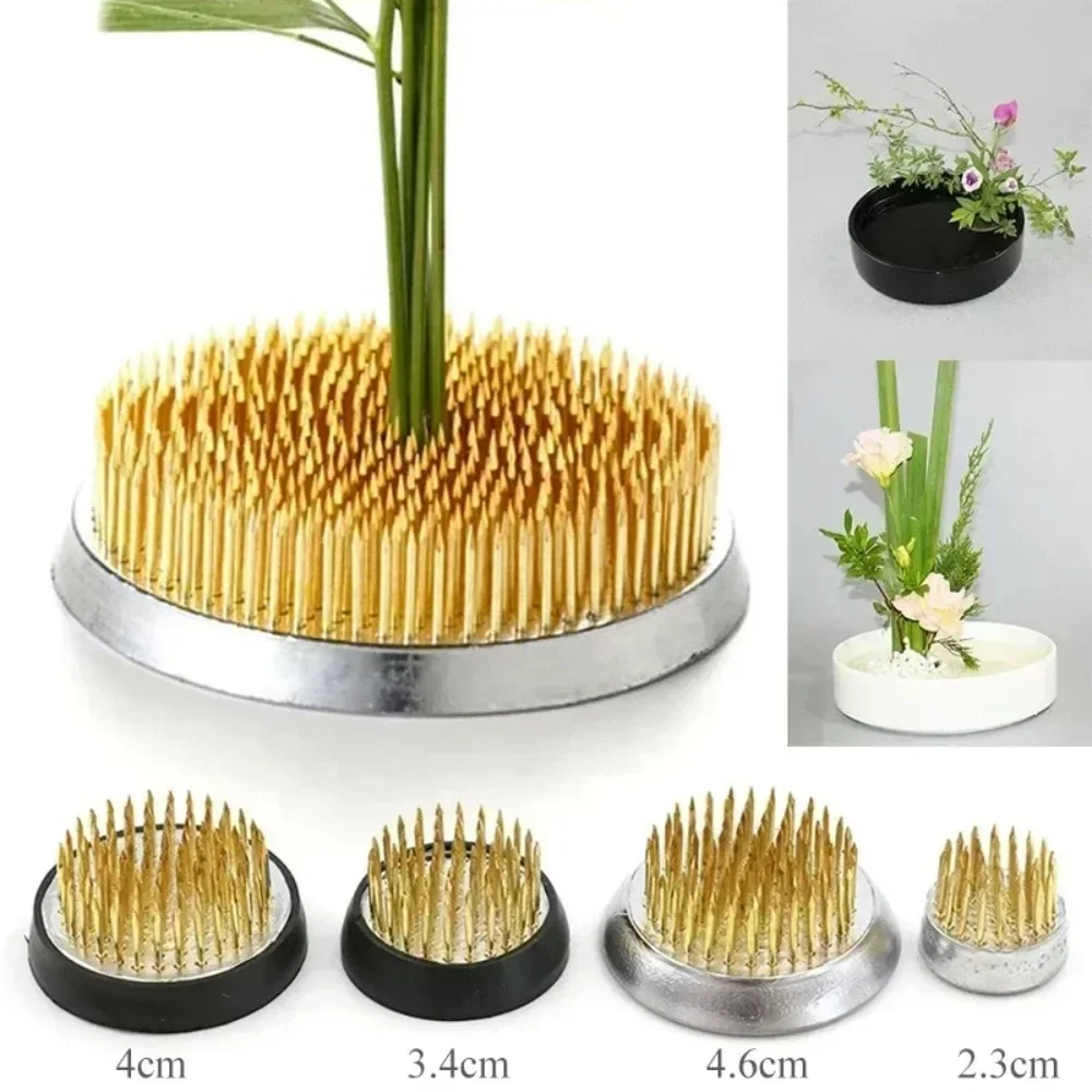 NEW Ikebana Holder Round Metal Pin Flower Insert Base Ikebana Kenzan Flower Frog Art Fixed Arranging Tools Flower Base Needle