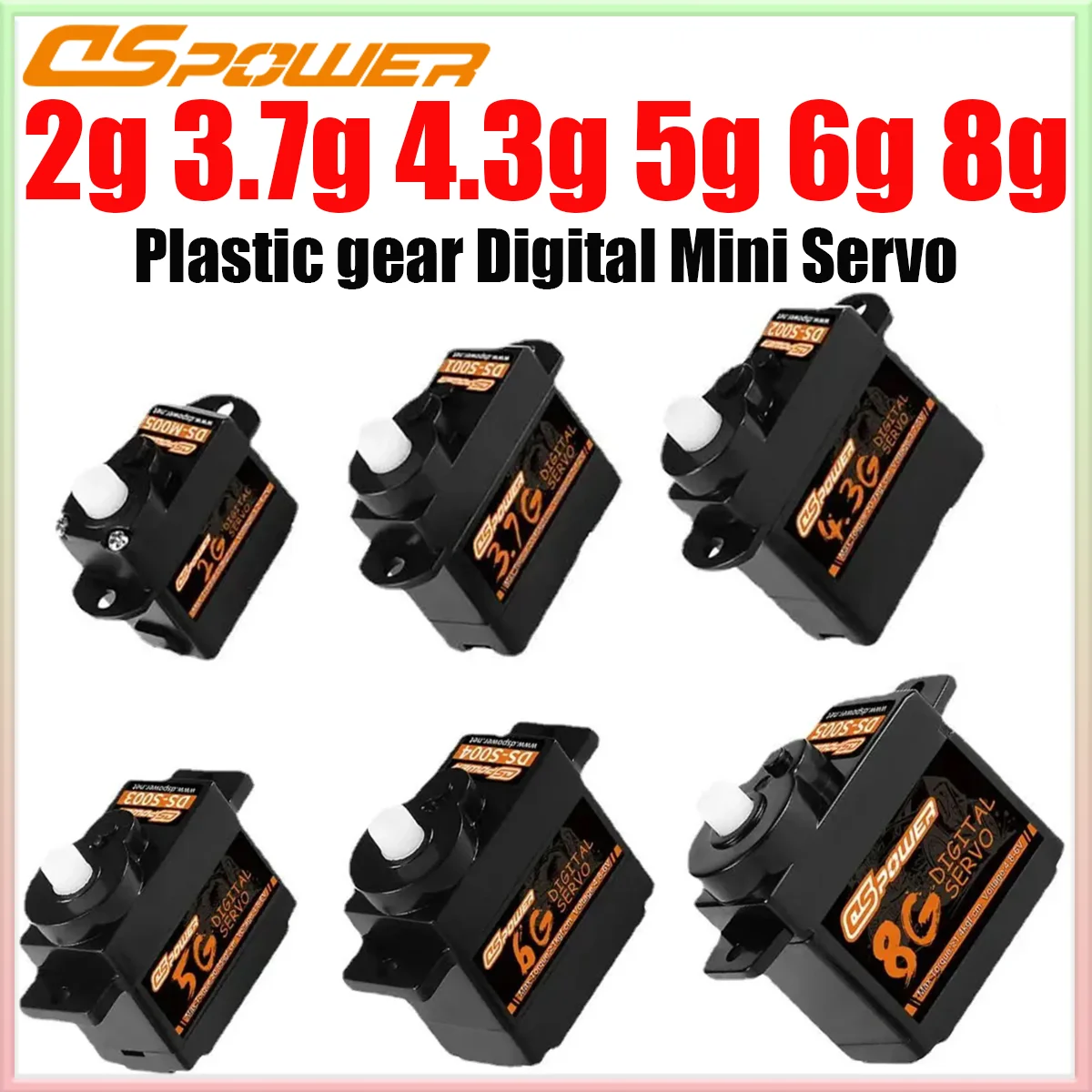 DSPOWER 2g 3.7g 4.3g 5g 6g 8g Mini Digital Servo Motor for F949S K110S Indoor Flight Airplane Helicopter RC Micro Boat Car Robot