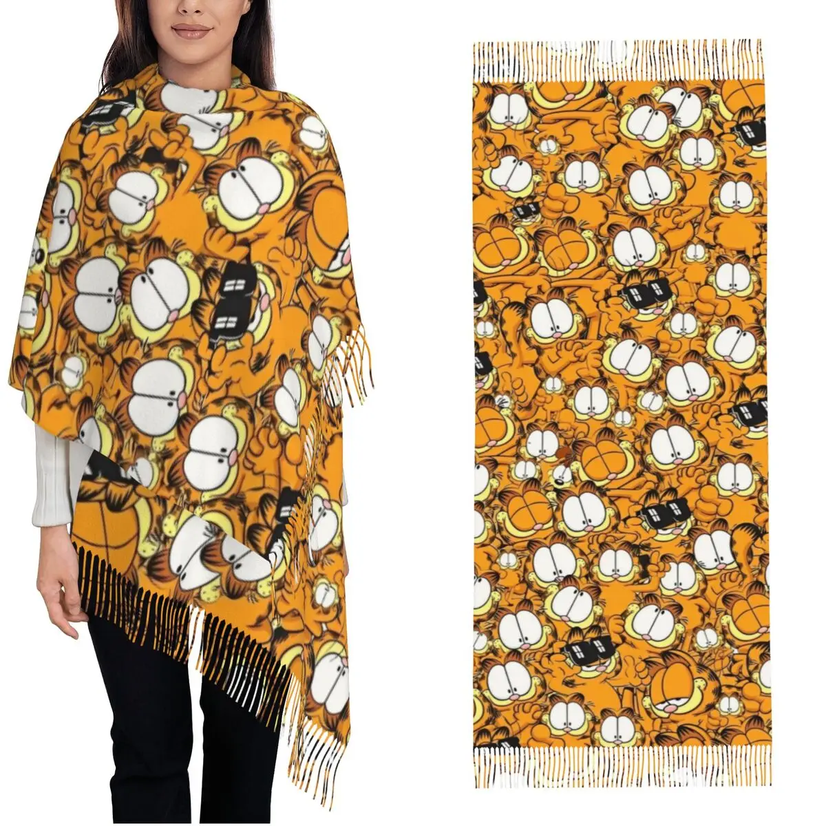 Many G-Garfielded Collection Scarf Women Winter Warm Cashmere Shawls and Wrap Cute Cartoon Long Large Shawl Scarf Evening Dress