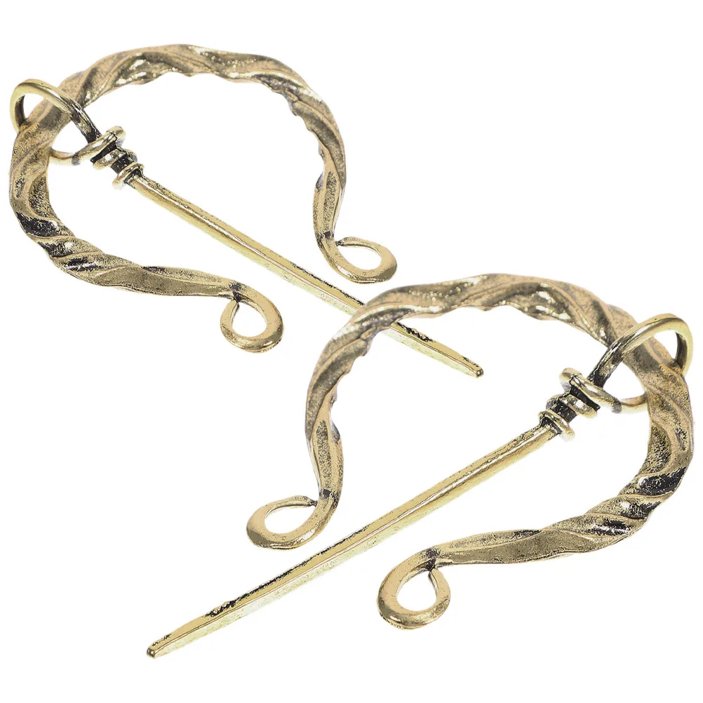 

2pcs Viking Brooch Pins Golden Women Collar Accessories Costume Suit Pin Geometric PenannularVintage Nordic Flair Belt Buckle