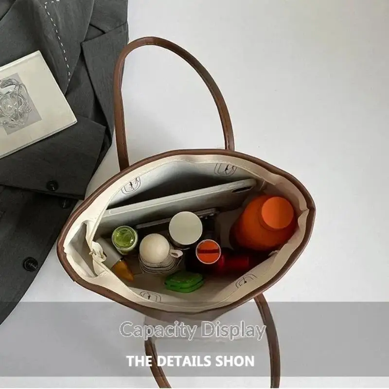 Damen Große Kapazität Pendler-Tragetasche PU-Leder Vielseitige Einfache Schultertasche – Detail 14