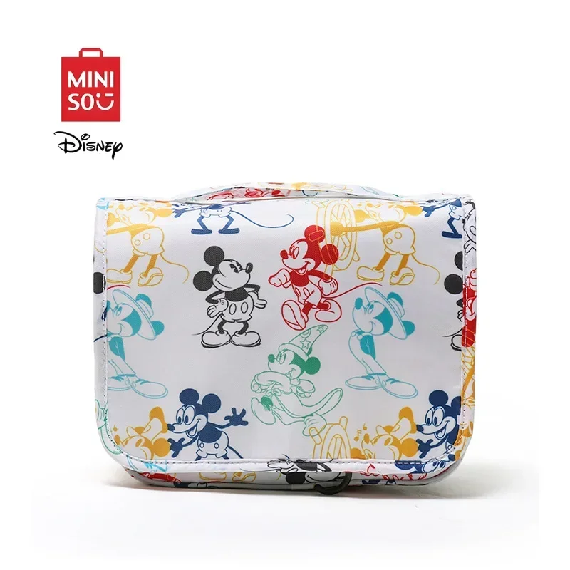 

MINISO Disney Mickey Series New Print Waterproof Handheld Teenage Canvas Makeup Bag Cartoon Cute Large Capacity Storage Wash Bag