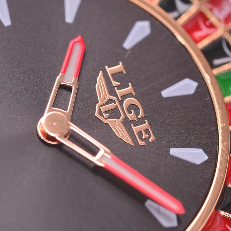 LIGE Orologi al quarzo vintage casual da uomo Cinturino in pelle di moda Tavolo da gioco creativo Roulette Quadrante da gioco Orologio da uomo impermeabile