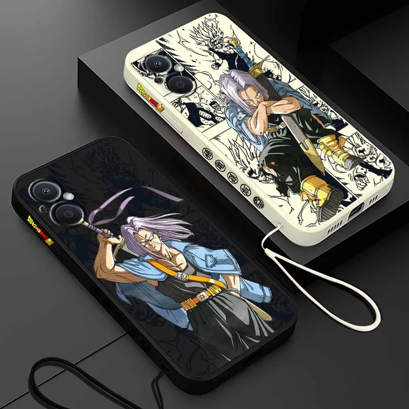 D-Dragon Ball Trunks Anime Cover For OPPO Reno 8 7 6 5 A96 A78 A74 A72 A58 A53 A40 A54s Lite 5G Liquid Left Rope Phone case