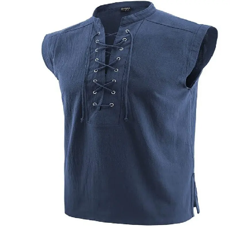 New Men's Retro Medieval Cotton Vest - Halloween Carnival Performance Costume