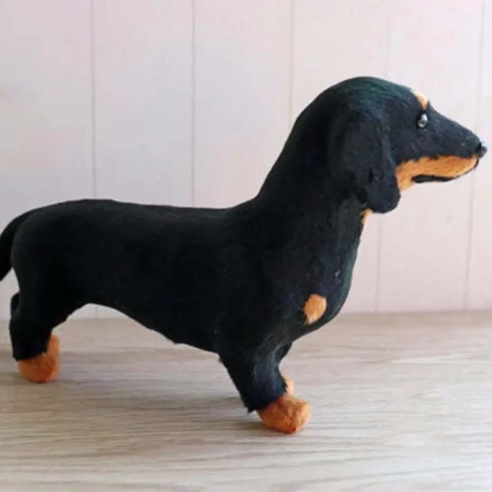 Simulation Dachshund Animal Model Small Ornament Toy Dog Puppy Lifelike Stuffed Toy Pet Dog Handmade