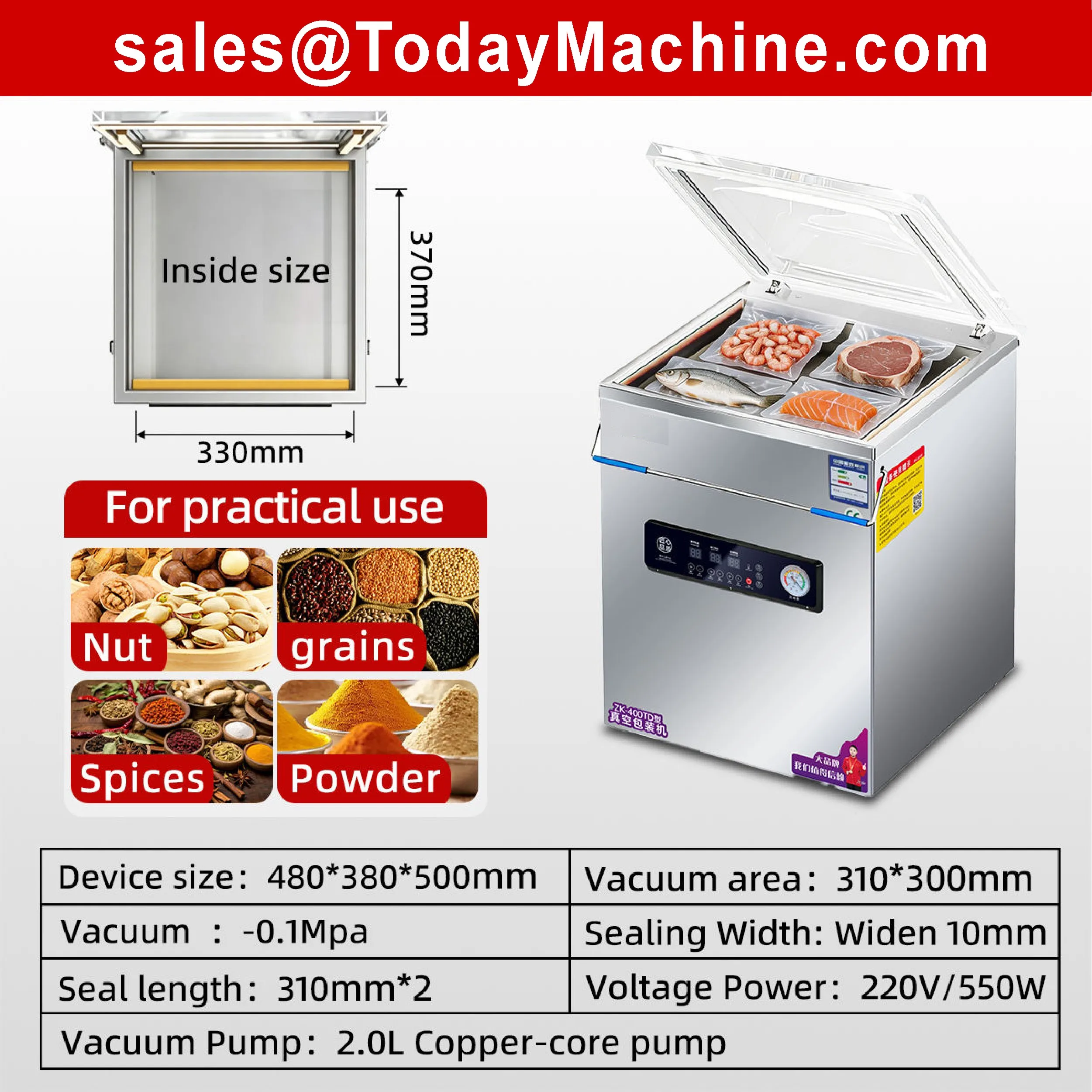 Factory Sale Single Chamber Vacuum Sealer Fast Sealing Fresh Keeping Stainless Steel Industrial Household Vacuum Sealer Machine