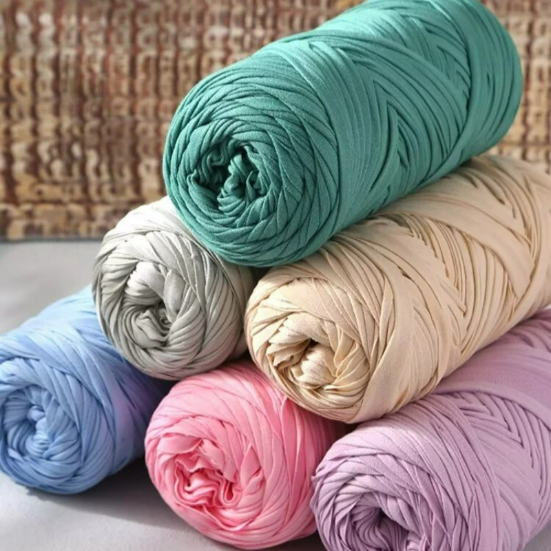 200g Polyester T-Shirt Yarn 2cm High Elastic Cloth Fabric Yarn DIY Crafting Crochet Knitting Bags Shoes Seat Cushion Dolls43