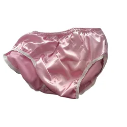 Pink Glossy Ice Silk Satin Lingerie Panties Plus Size Underwear Sexy Briefs
