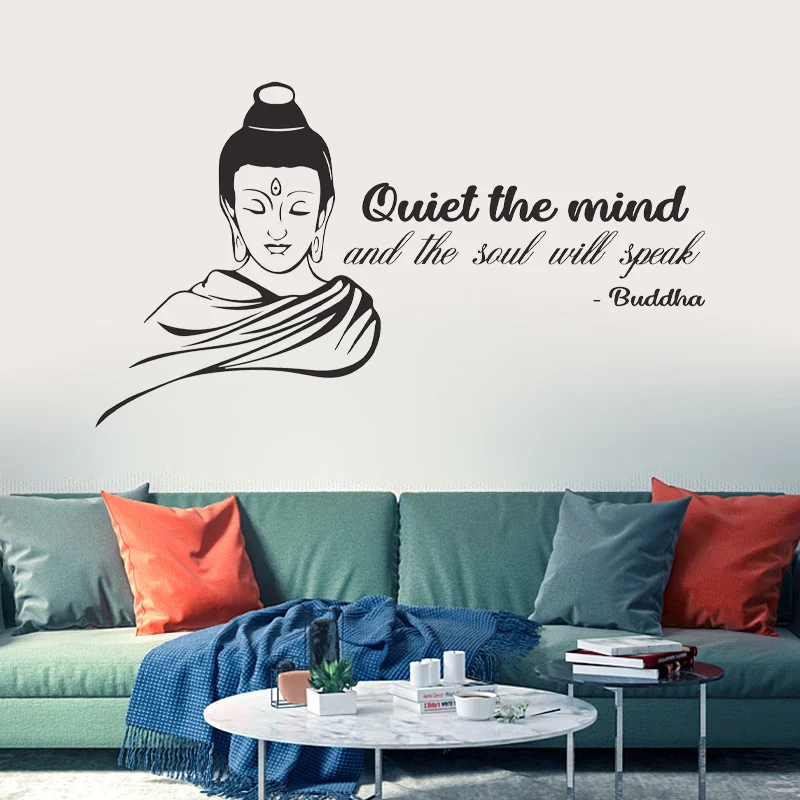 

Quiet The Mind And The Soul Will Speak Quote Buddha Wall Sticker Religious Culture Vinyl Home Deocr Room Bedroom Decals 3B60