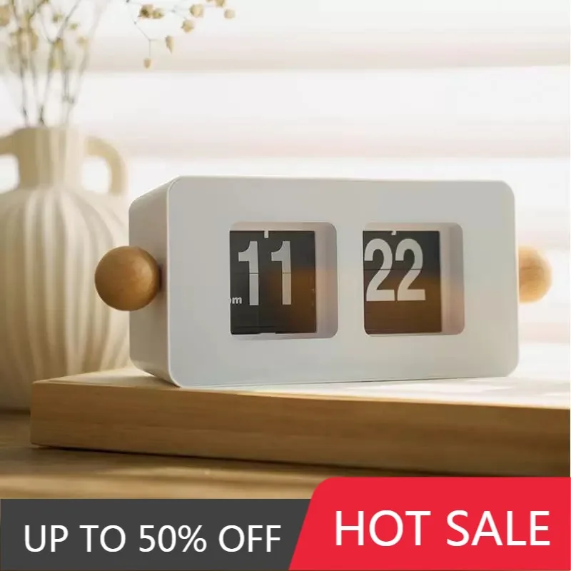 Auto Flip Table Clock Living Room Digital Desk Watch Aesthetic Luxury Tabletop Clocks Modern Decorative Flap Desktop Watches
