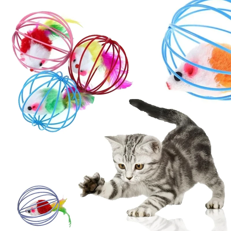 Katze Haustier Spielzeug-zufällige Farbe Maus Ball Käfig für Kätzchen-Haustier zubehör und Zubehör für Katzen