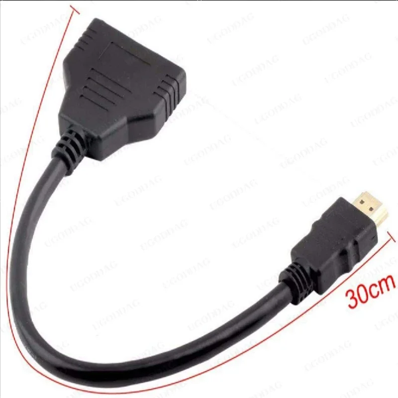 Kompatybilny z HDMI rozdzielacz kabel rozgałęziający 2 podwójny Port Y 1 w 2 na HDTV męski na HDTV żeński 1 do 2 sposób na LCD LED TV HD