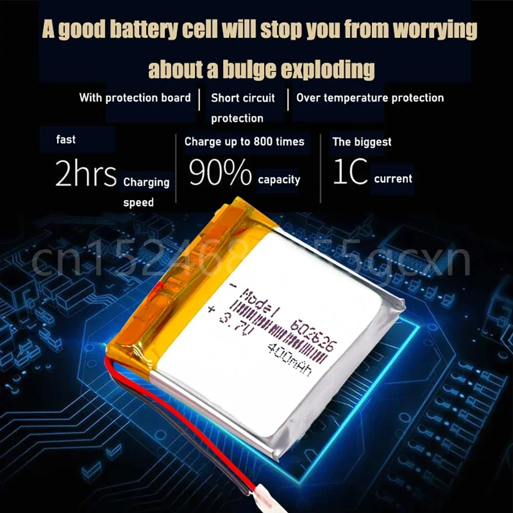 602626   Batería recargable de polímero de litio de 400mah, células Lipo de 3,7 V para MP3, MP4, GPS, grabadora de coche, auriculares Bluetooth, baterías de juguete