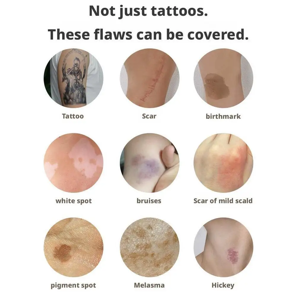 خافي عيوب الوشم ذو اللون المزدوج حتى لون البشرة، غطاء مقاوم للماء ومقاوم للعرق، خافي عيوب الوشم يدوم طويلاً #4
