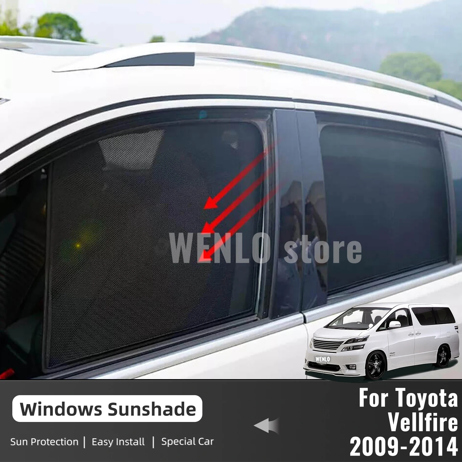 

For Toyota ALPHARD VELLfire 20 AH20 2009-2014 Magnetic Car Sunshade Visor Front Rear Windshield Curtain Side Window Sun Shade