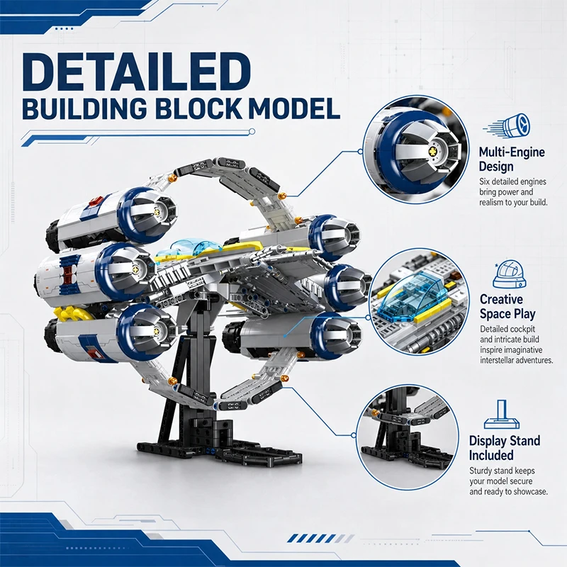 Space Wars MOC Building Blocks Sets Star Fighter Spaceship Model Galaxy Sci-Fi Vehicle Decor DIY Brick Assembly Toys Adult Gifts view 3