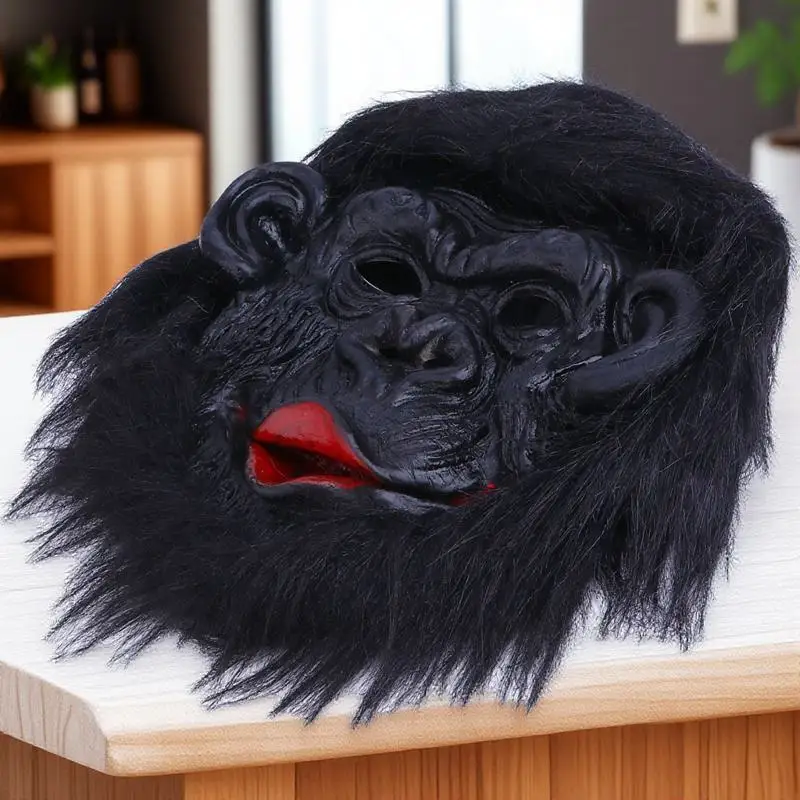 Orangutan Head Mask Monkey Halloween Animal Headgear Cosplay Costumes Creepy for Realistic Adults