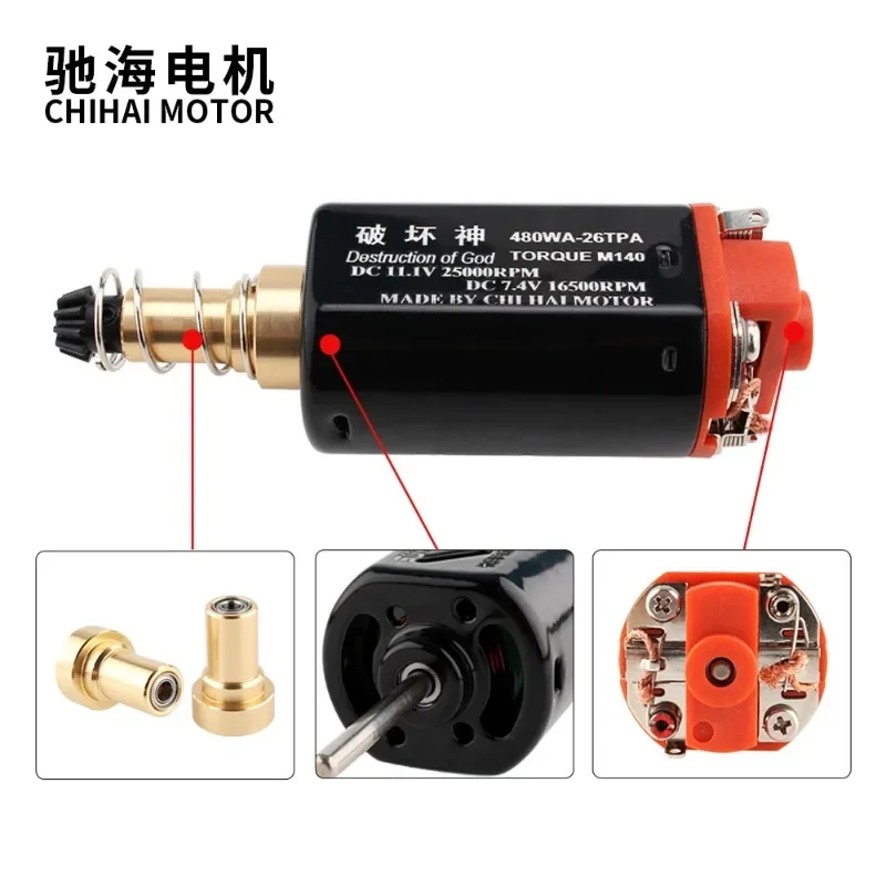 Chihai Motor CHF-480WA-26TPA Nd-Fe-B Long-axis High Torque Custom Motor For No.2 Gearbox Modification Upgrade Water Gel Blaster