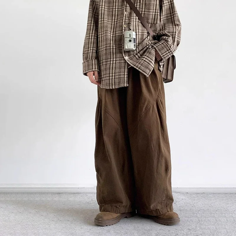 

Spring Y2k Man Cargo Pants Japanese Retro Wide-Leg Straight Paratrooper Baggy Pants Men Trousers Hip-Hop High Street Sweatpants