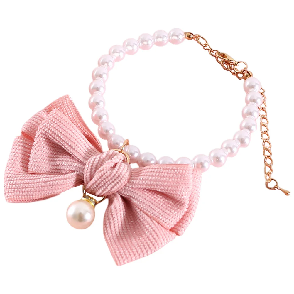 

Pearl Cat Collar Delicate Dog Puppy Bowknot Decorative Wear-Resistant Exquisite Kitten Accessory Lovely Pet Costume Party Street