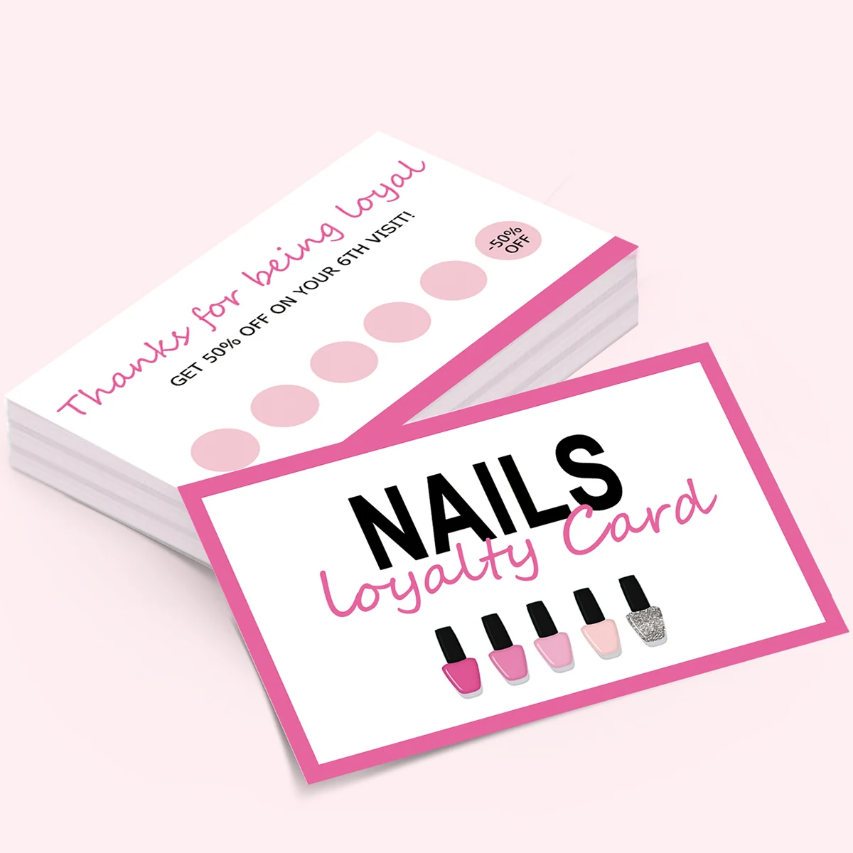 50Pcs Nail Business Card Press on Nail Loyalty Discount Cards Aftercare Card For Nail Salon Polish Manicurist