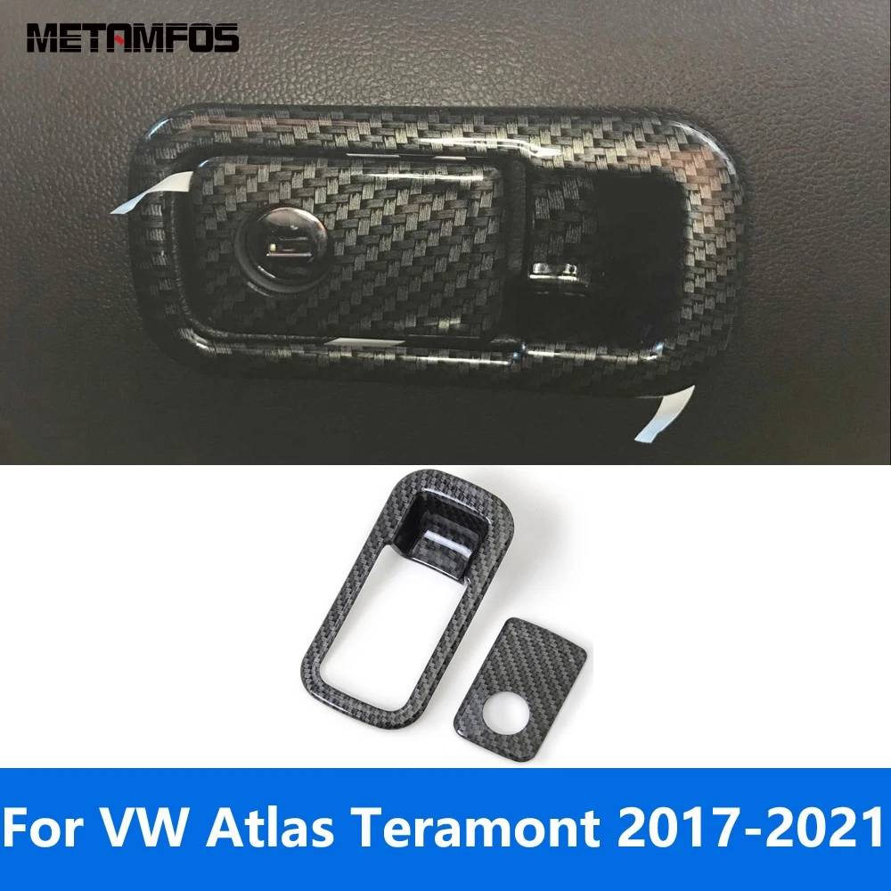 

For Volkswagen VW Atlas Teramont 2017-2020 2021 Carbon Fiber Storage Glove Box Door Handle Cover Trim Accessories Car Styling