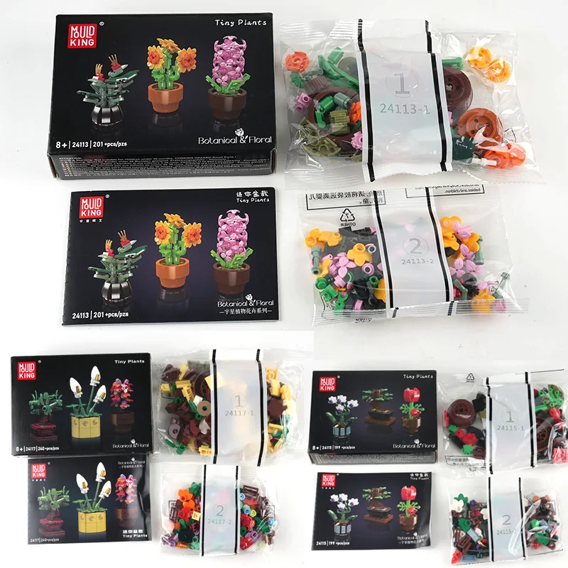 

Creative Mini Potted Plants Model Mini Building Blocks Preserved Flower Ornament Assembly Educational MOC Bricks Toys Girl Gifts