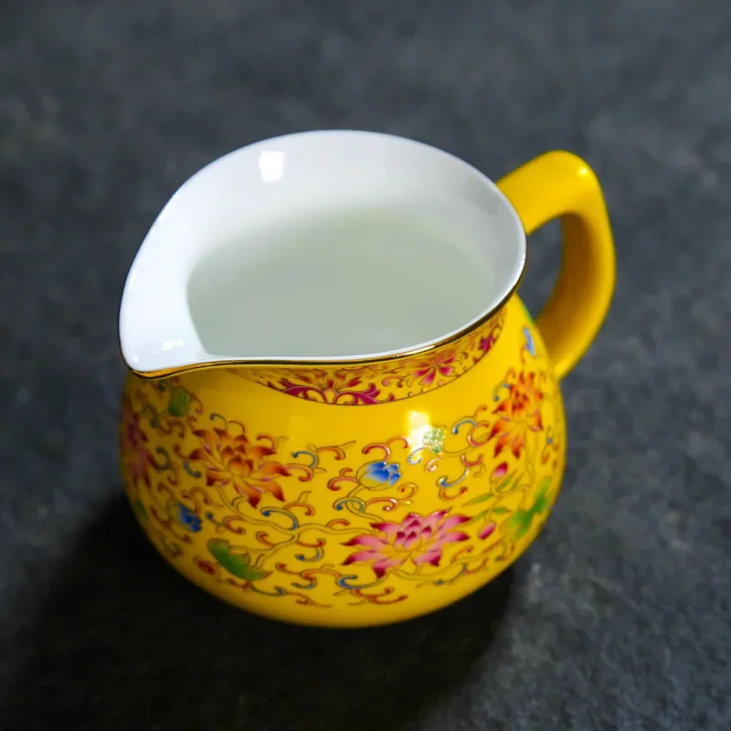 Ceramic Water Jug, Colorful Tea Pitcher, Retro Emperor Yellow Chinese Teacup, Milk Pot, Cute Mug, Porcelain Drinkware, 20