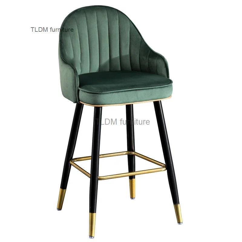 

Nordic Bar Stools Restaurant Furniture Luxury Modern Minimalist Front Desk Island Wrought Iron Bar High Stools Home Back Chair D