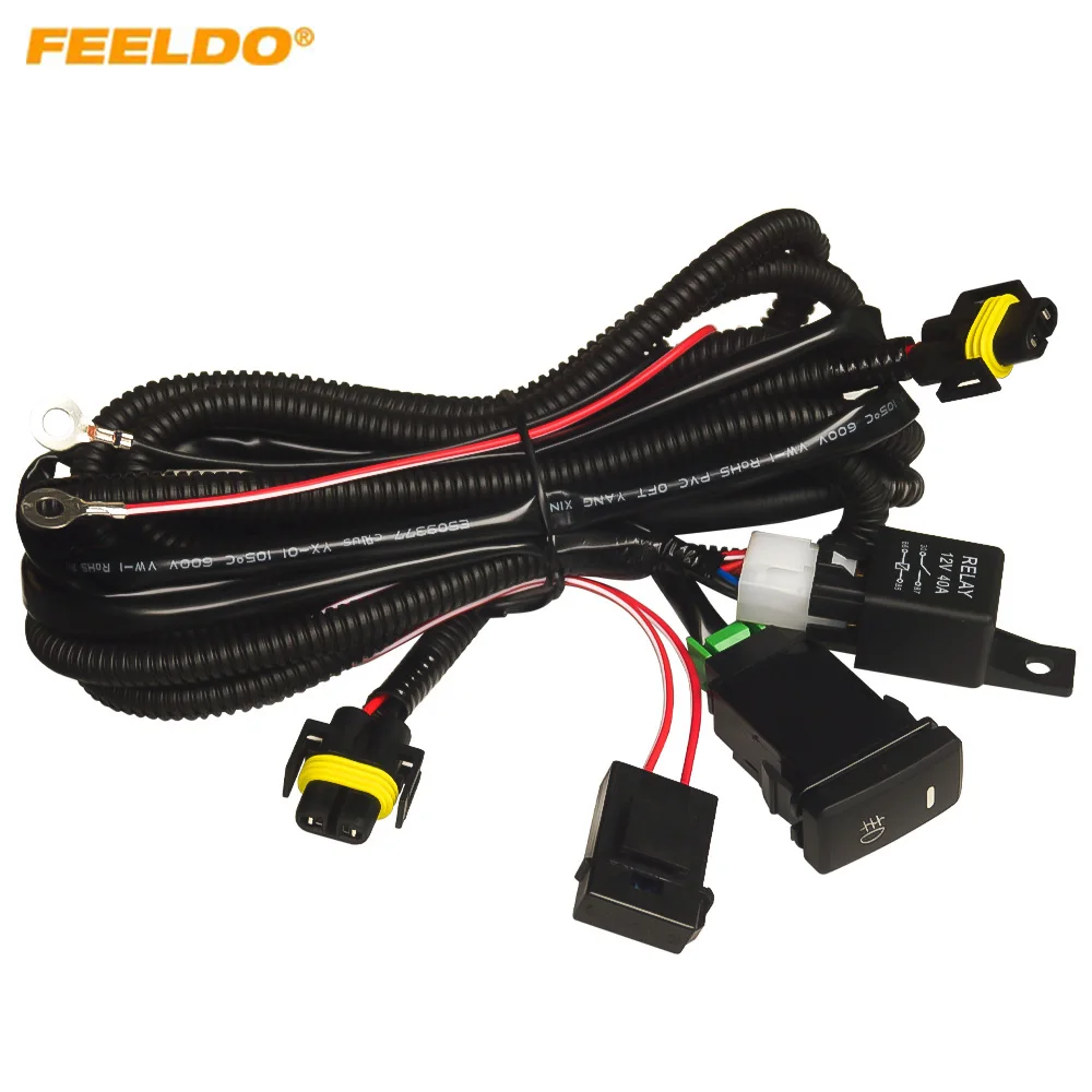 Car H11 Fog Light Wiring Harness Socket Switch with LED Indicators Relay For Toyota/Toyota FJ Cruiser H11 Wire Adapter Kits