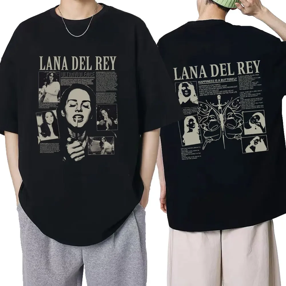 Singer Lana Del Rey T Shirt Ultraviolence Music Album T-shirt Men Women Fashion Vintage Hip Hop Short Sleeve Oversized T Shirts