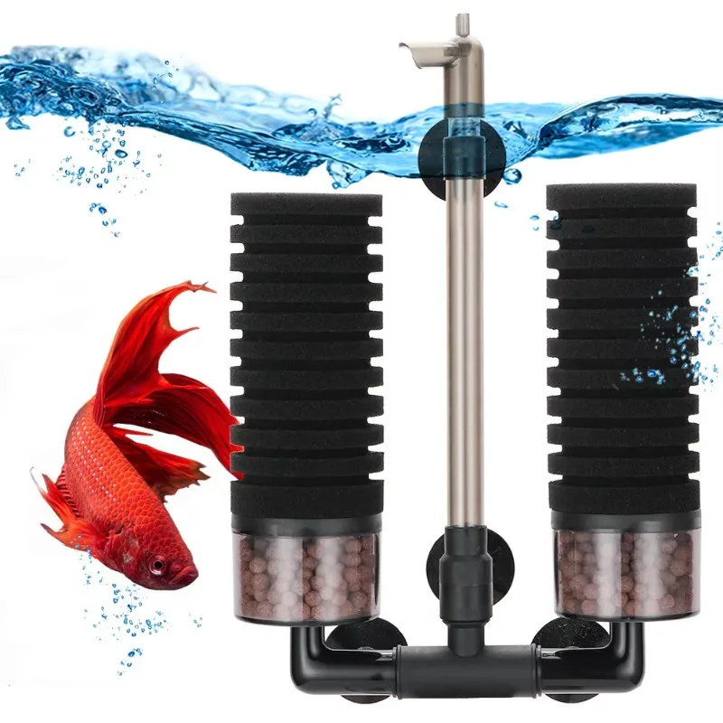 

Aquarium Double Head Water Filter Fish Tank Biochemical Sponge Air Pump Skimmer Cleaning Oxygen Filtration Pumps Filters Cotton