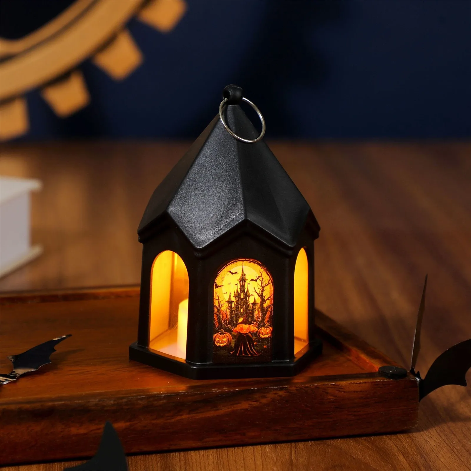 هالوين القلعة نمط اليقطين فانوس باليد هالوين فانوس معلق الحلي مسكون القلعة نمط قلادة ديكور الدعائم