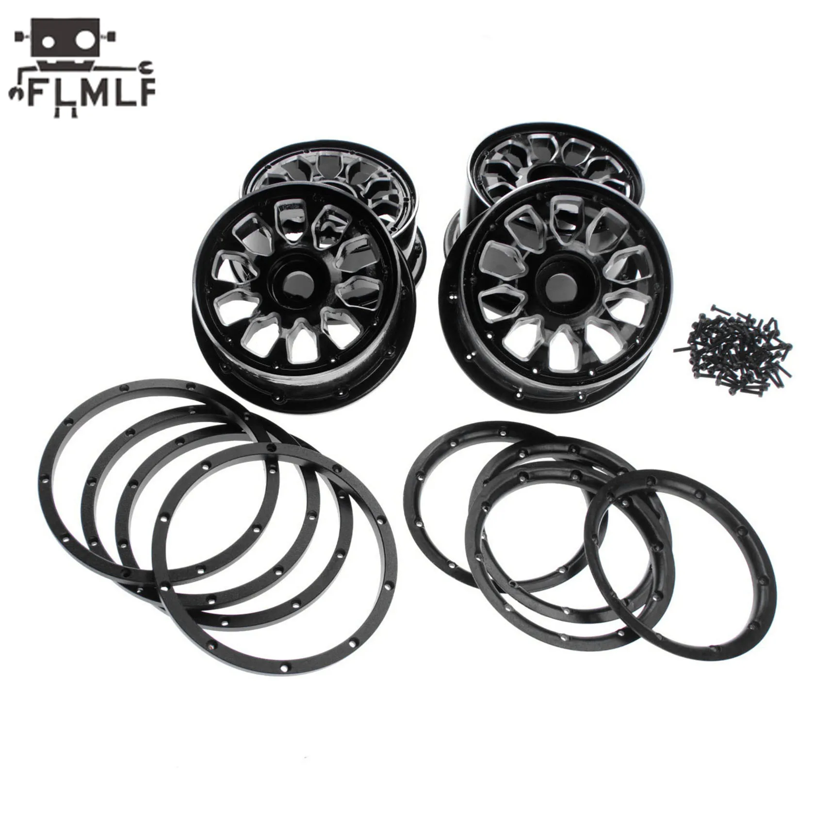 Rc Car Metal Wheel Hubs with Beadlocks Ring Set for 1/5 HPI ROFUN BAHA ROVAN KM BAJA 5B 5T Truck Parts