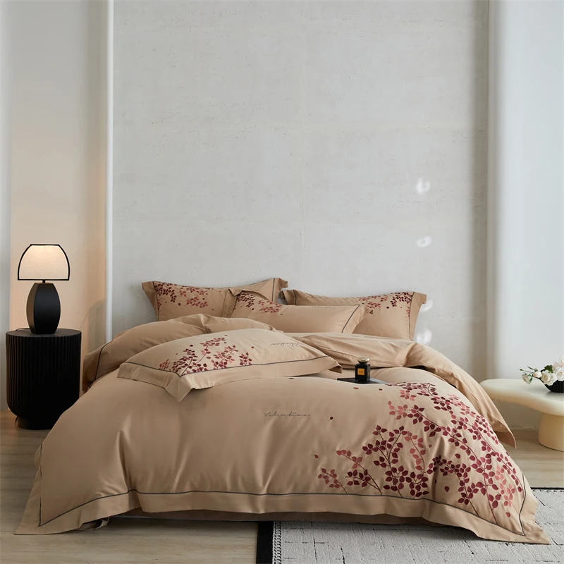 Luxury Embroidery 800TC Brushed Cotton Duvet cover set Double Queen King Bedding set Cover Fitted/Flat Bed Sheet Pillowcases
