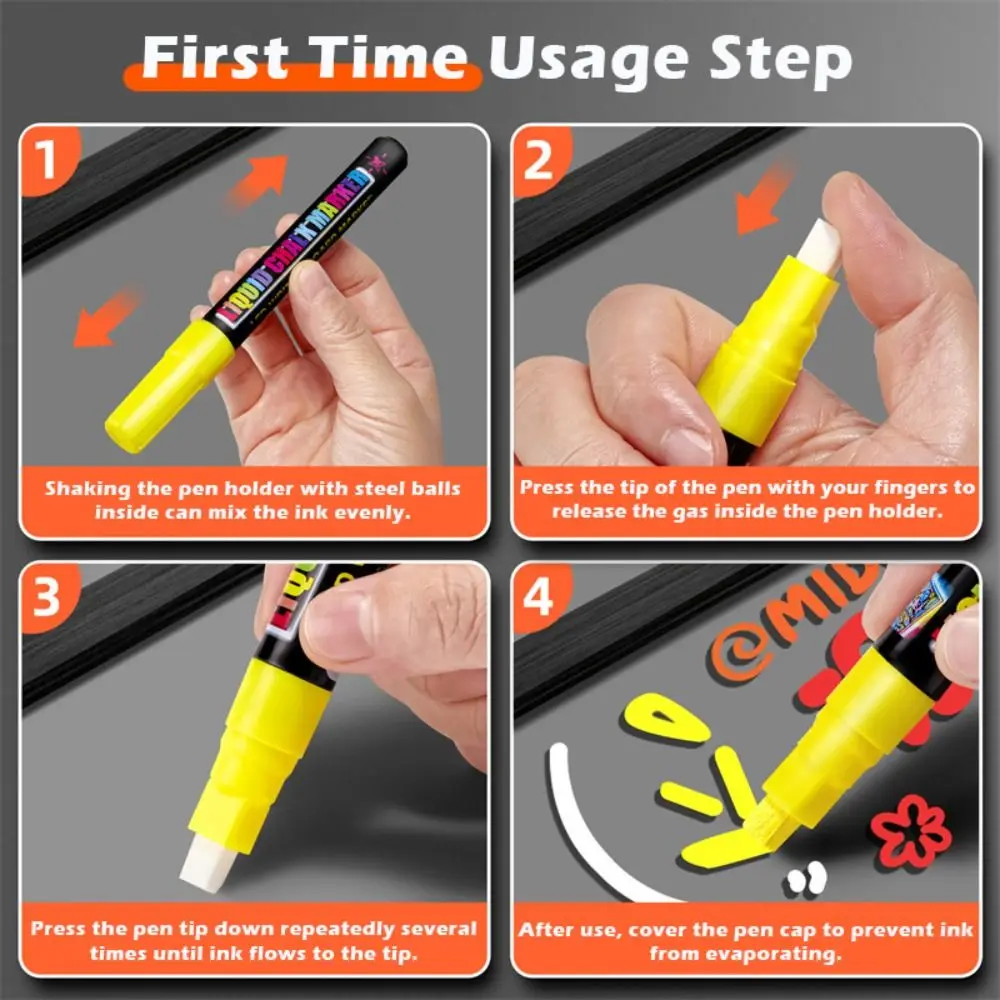 

6/8Colors Multi-functional Erasable Liquid Chalk Pen Dust-free Whiteboard Pen Highlighters Blackboard Graffiti Painting