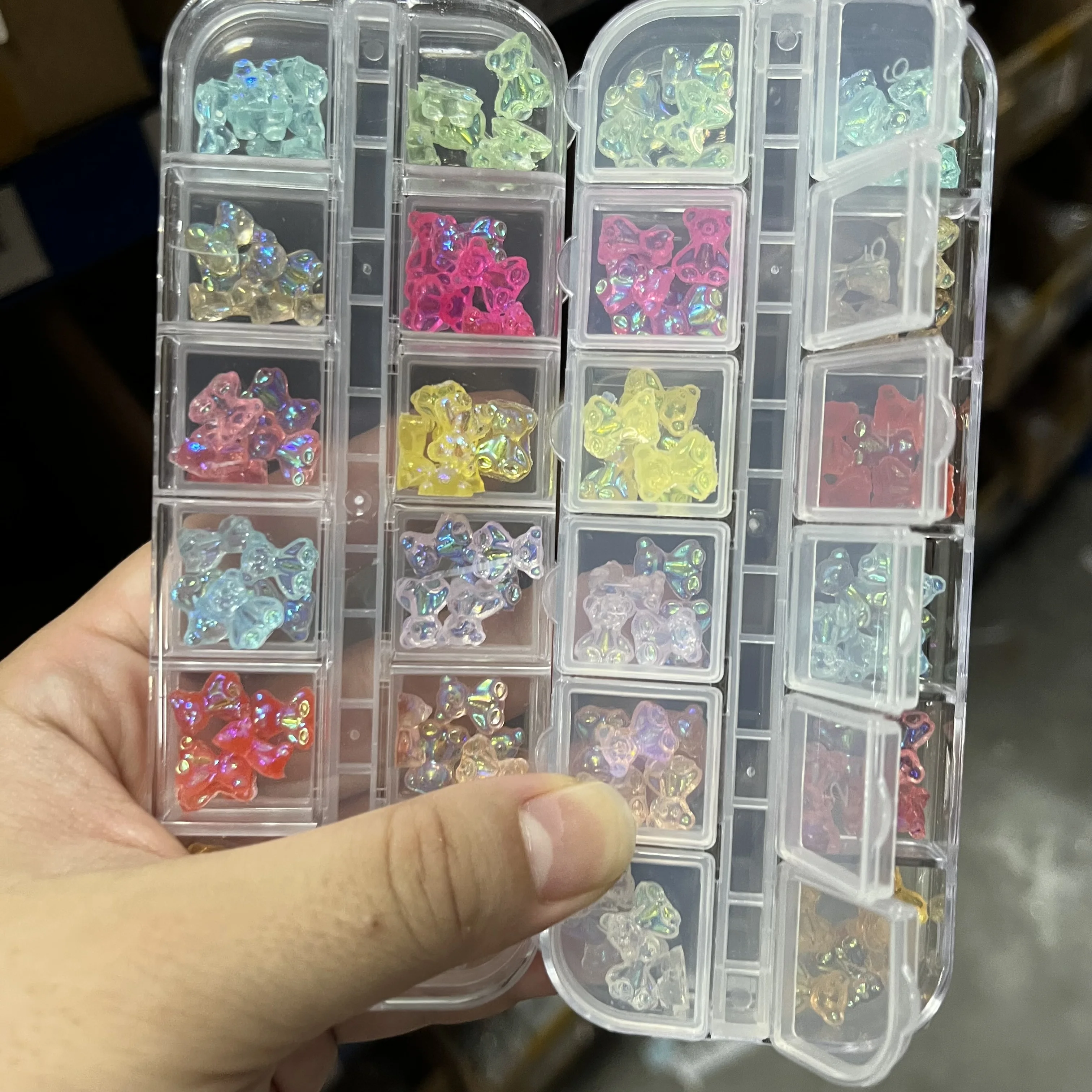 1Pack 3D Cartoon Candy Bears Nagel Charms Hypoallergen Harz Aurora Bär DIY Maniküre Dekor Nagel Zubehör Für Frauen & Mädchen *