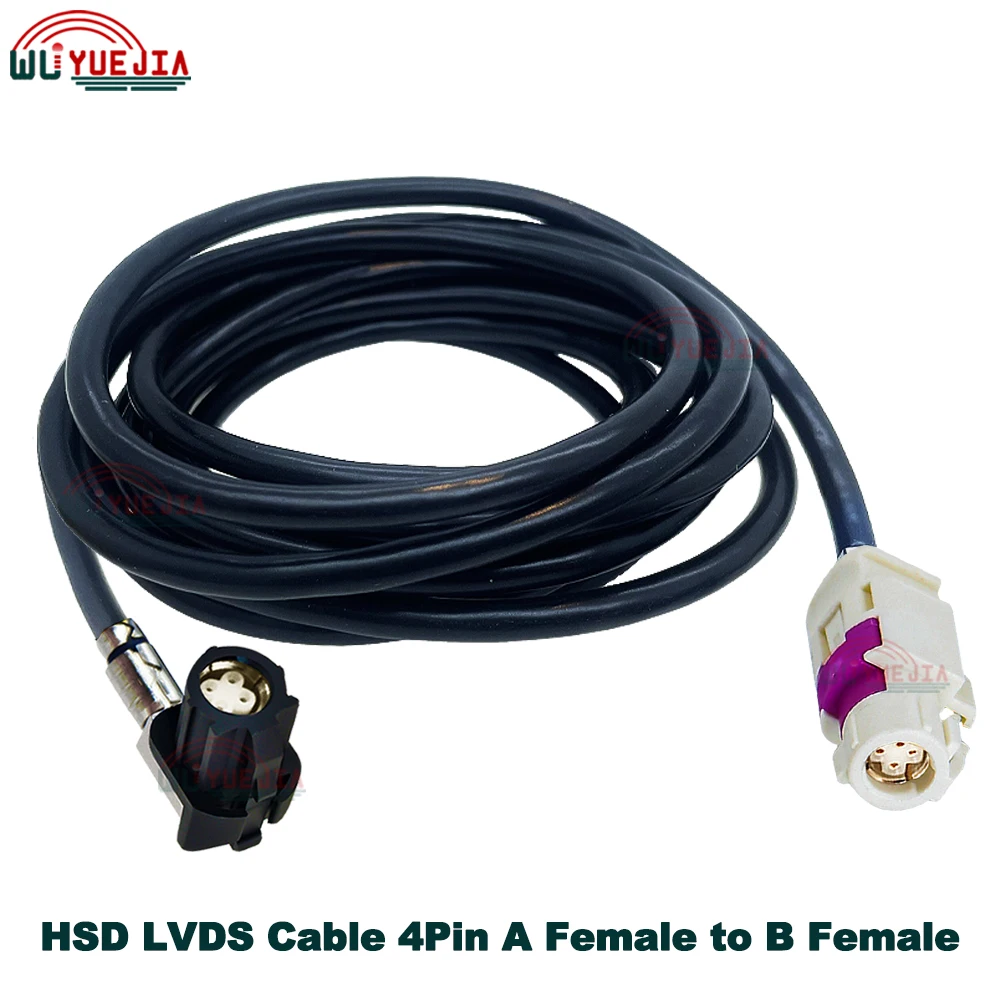 HSD LVDS Cable Code A to B 4 Pin Connector for Auto Car BMW Audi Mercedes-Benz Land Rover Combox Video Instrument Bridge Wiring