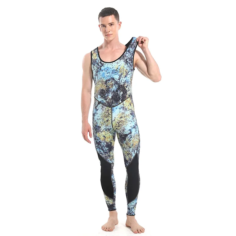 Trajes de neopreno para hombre, traje de neopreno cálido con capucha de 1,5/3MM, traje de baño de camuflaje dividido para caza de peces, snorkel, surf