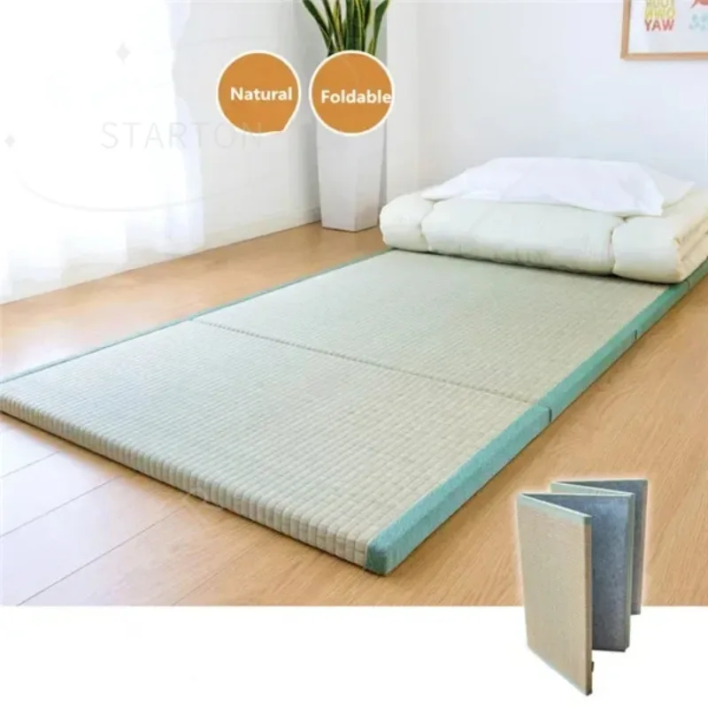 Folding Japanese Traditional Tatami Mattress Rectangular Large Folding Floor Mat Yoga Sleeping Comfortable Bedding