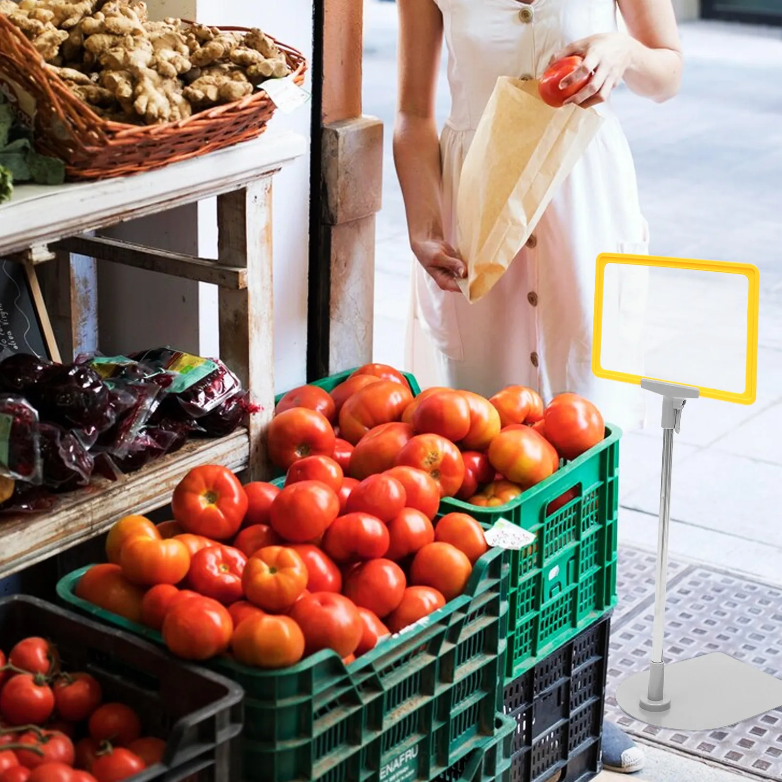 

Price Display Holder Multipurpose Stainless Steel Plastic for Store Supermarket Fruit Price Tags Stand Label Holder